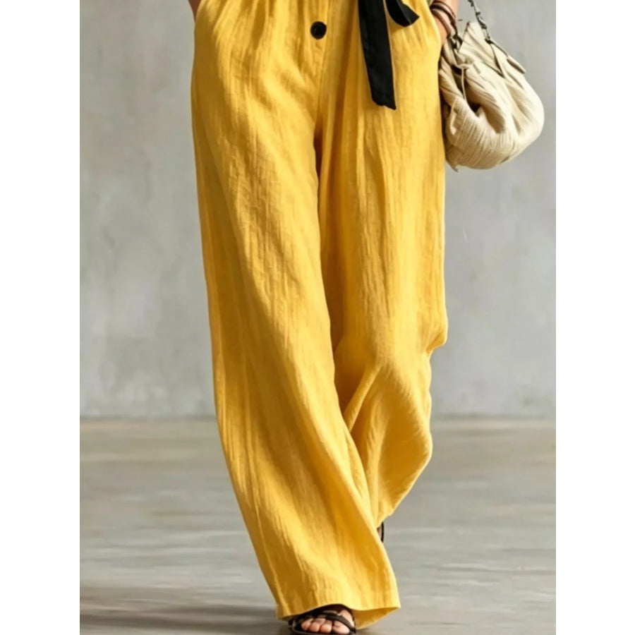 Lace Trim Sleeveless Wide Leg Jumpsuit Apparel and Accessories