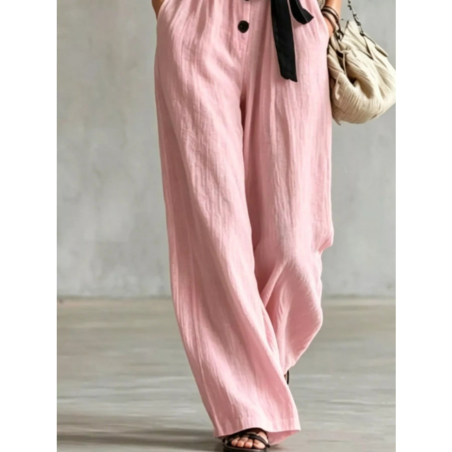Lace Trim Sleeveless Wide Leg Jumpsuit Apparel and Accessories
