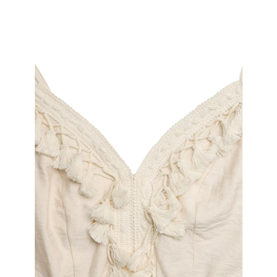 Lace Trim Spaghetti Strap Jumpsuit Apparel and Accessories