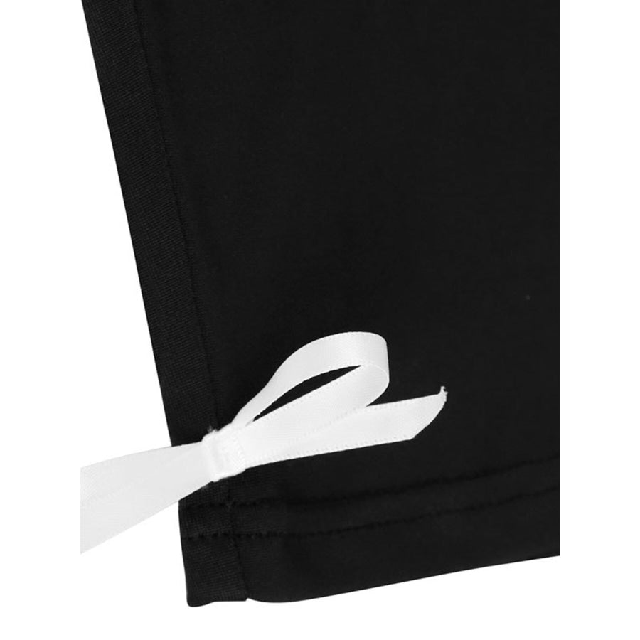 Lace Trim Tie-Front Capri Jumpsuit Apparel and Accessories