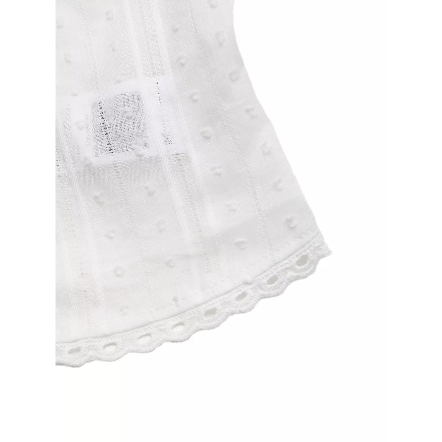 Lace Trim Tie Front Sleeveless Shirt Apparel and Accessories