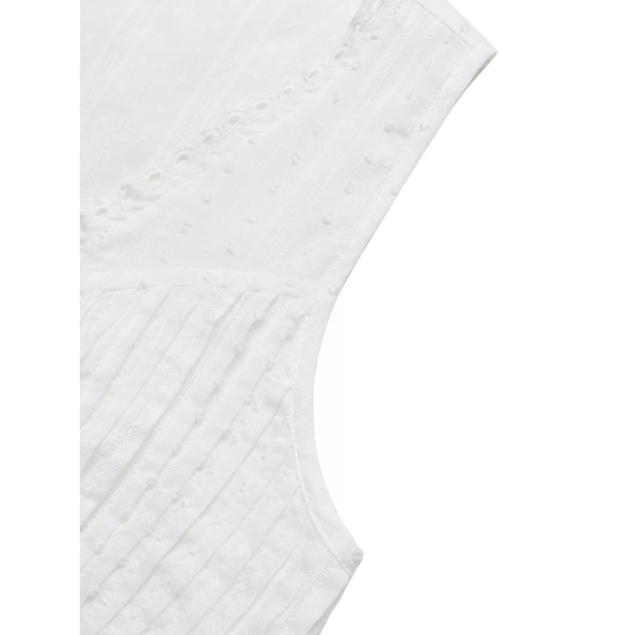 Lace Trim Tie Front Sleeveless Shirt Apparel and Accessories