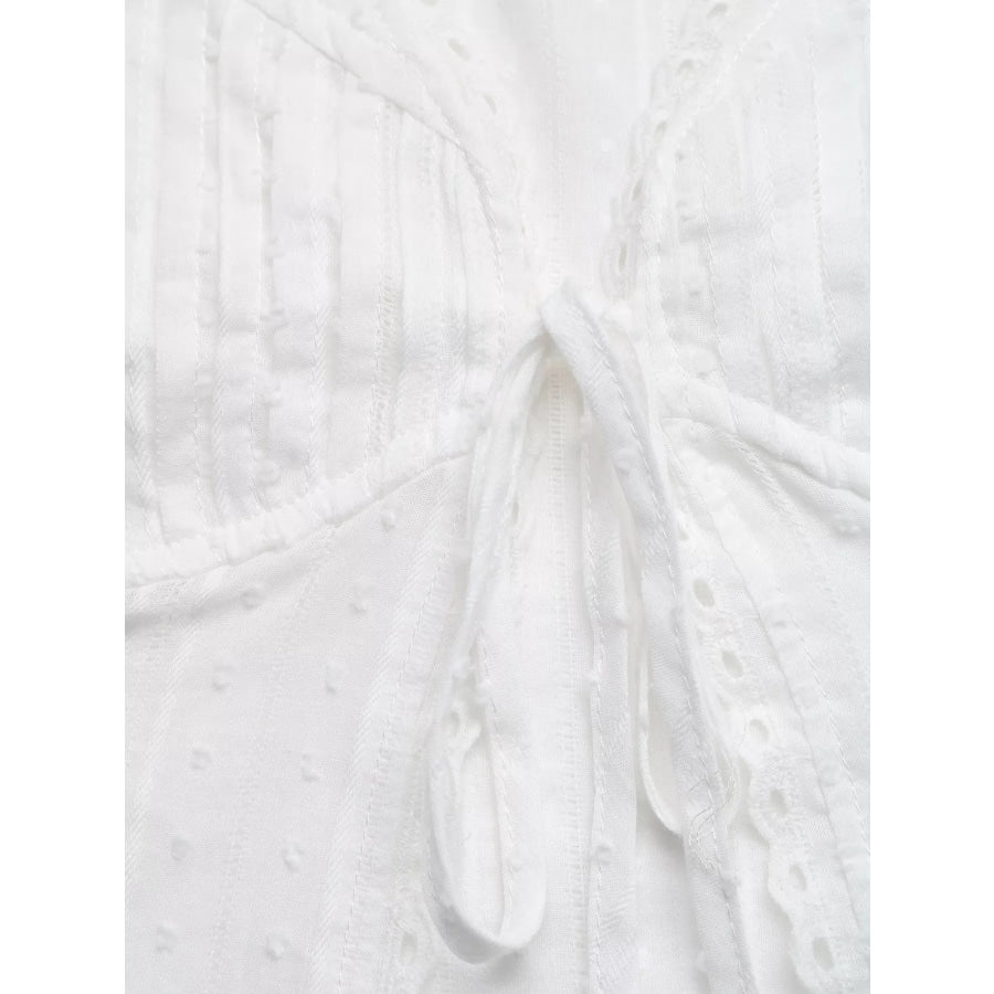 Lace Trim Tie Front Sleeveless Shirt Apparel and Accessories