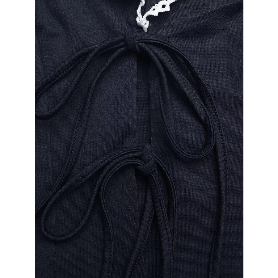 Lace Trim Tie-Front Vest Apparel and Accessories