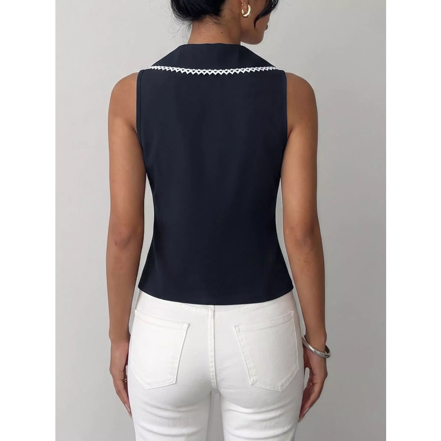Lace Trim Tie-Front Vest Apparel and Accessories