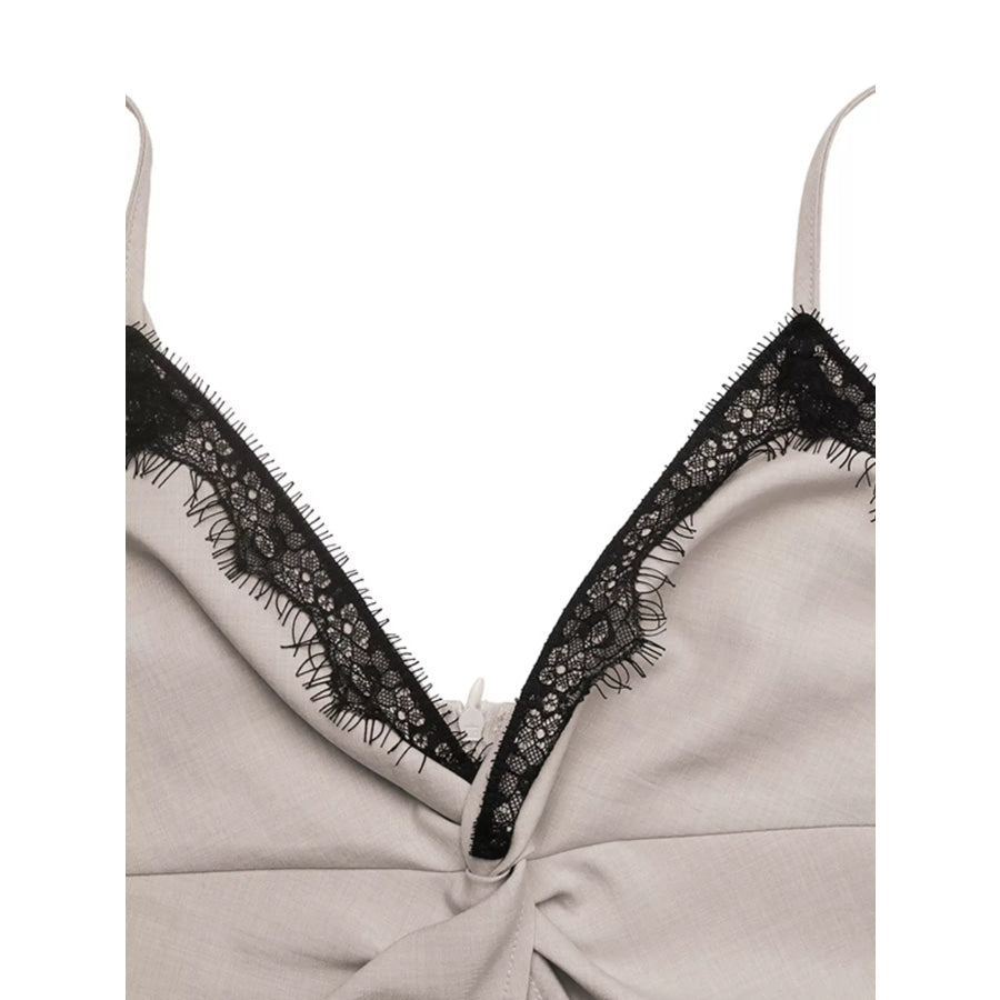 Lace Trim Twist Front Cami Apparel and Accessories