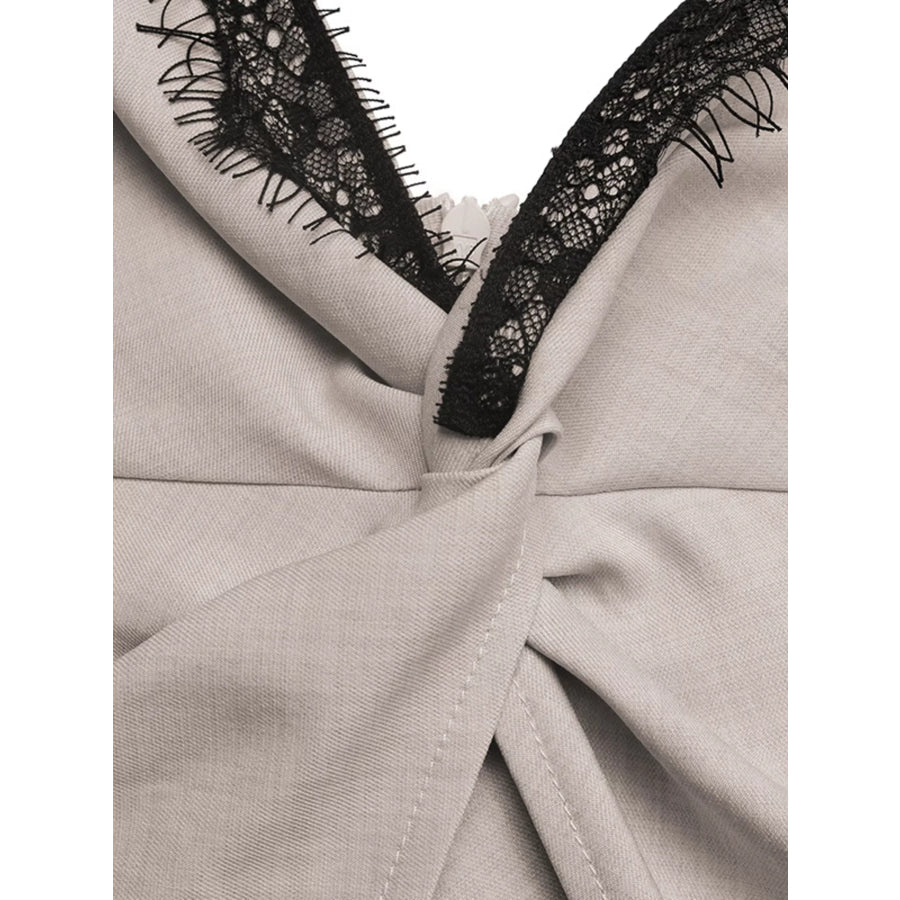Lace Trim Twist Front Cami Apparel and Accessories