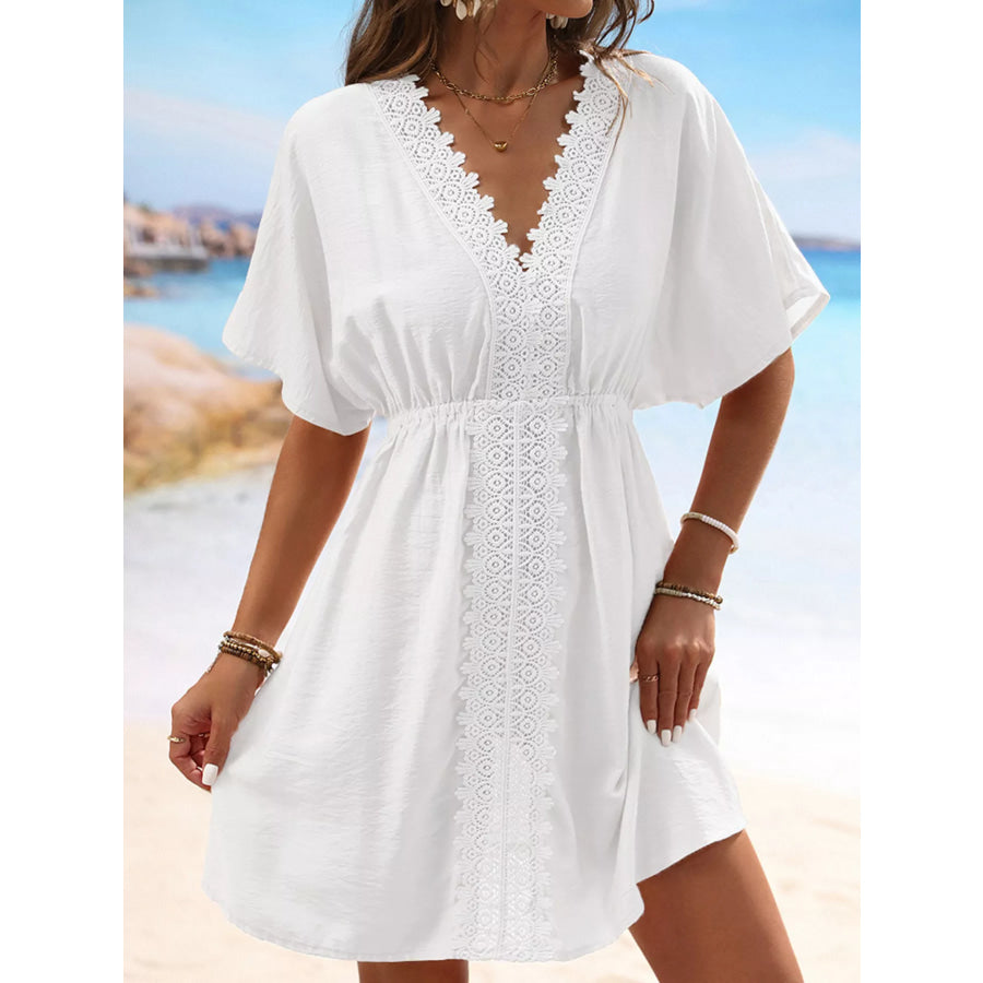 Lace Trim V-Neck Cover-Up Dress Apparel and Accessories