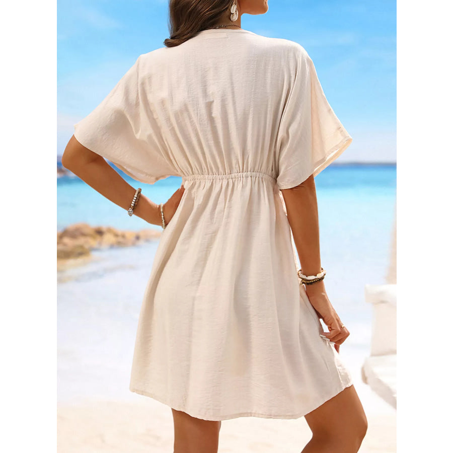Lace Trim V-Neck Cover-Up Dress Apparel and Accessories
