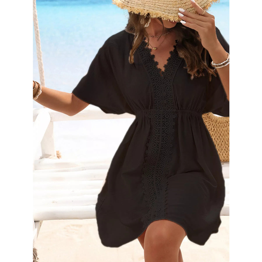 Lace Trim V-Neck Cover-Up Dress Apparel and Accessories