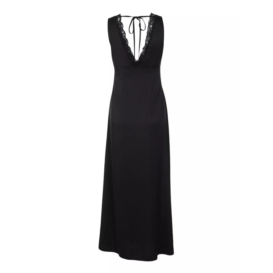 Lace Trim V-Neck Sleeveless Maxi Dress Apparel and Accessories