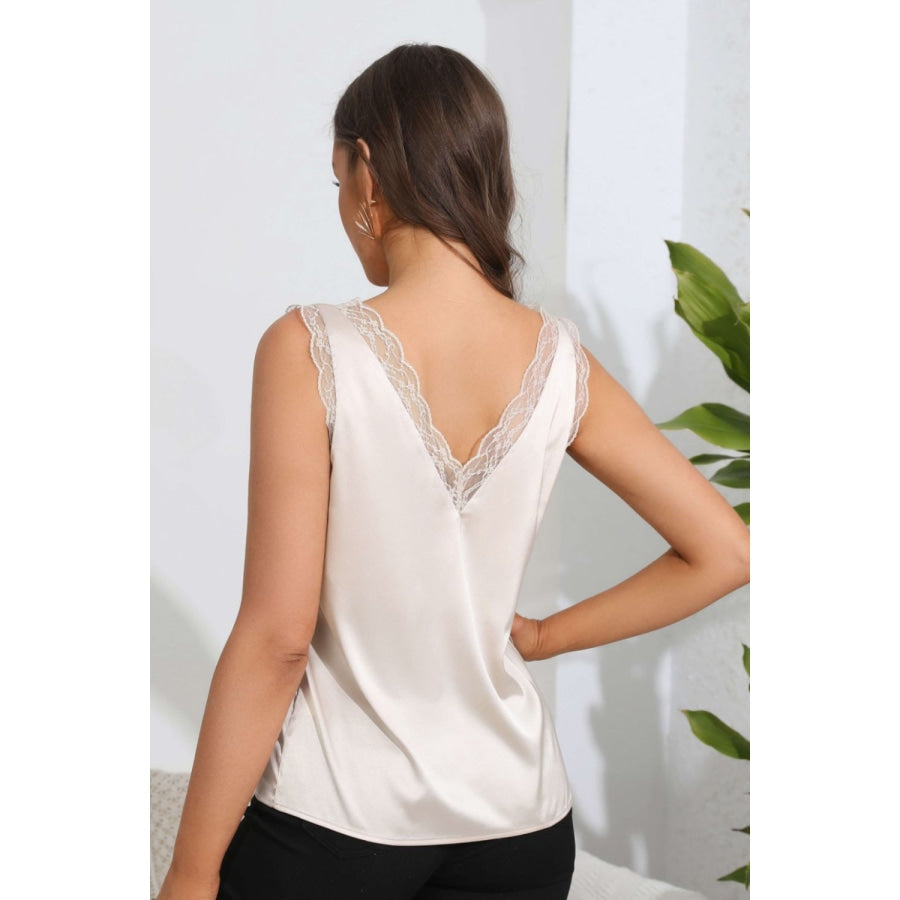 Lace Trim V-Neck Sleeveless Top