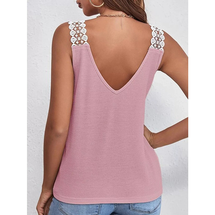 Lace Trim V-Neck Tank Top Apparel and Accessories