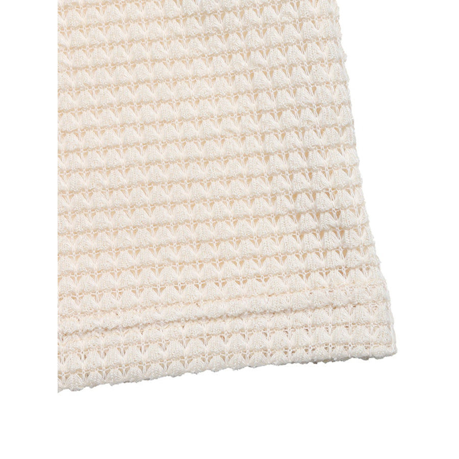 Lace Trim Waffle Knit T-Shirt Apparel and Accessories