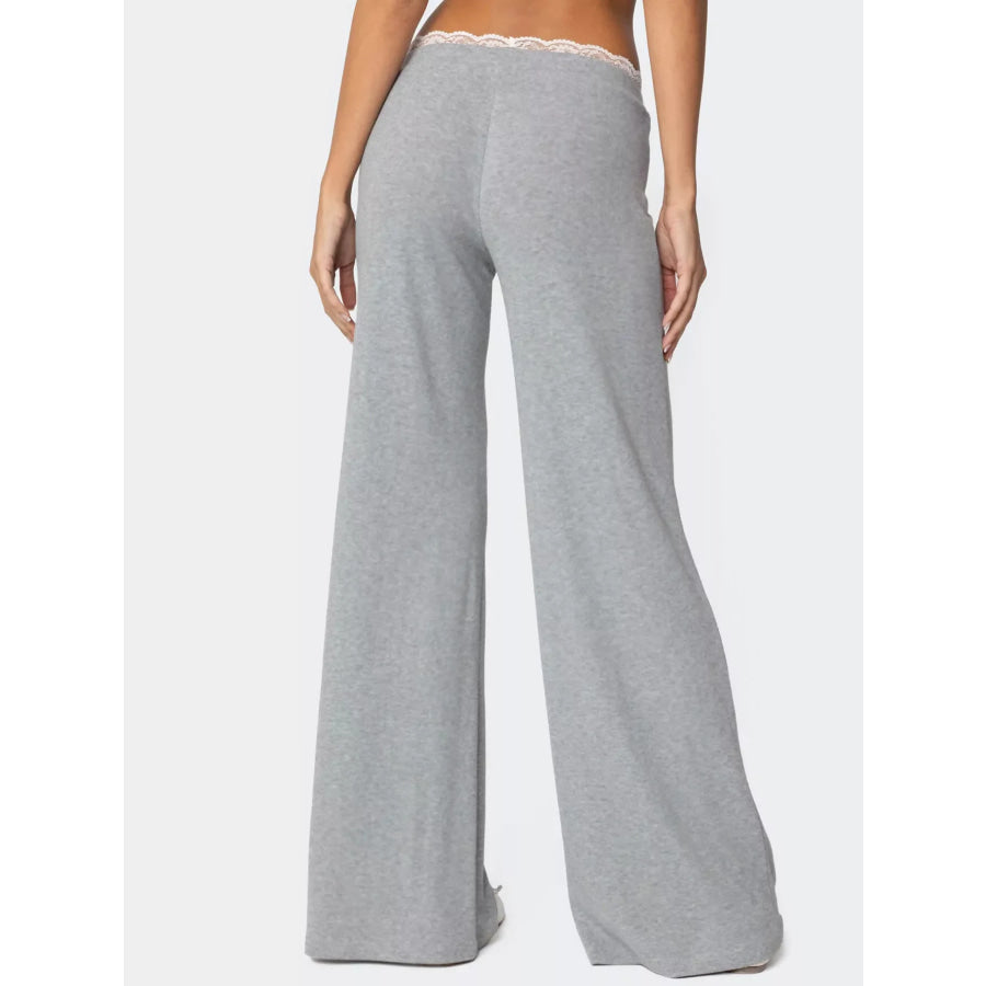 Lace Trim Wide Leg Pants Apparel and Accessories