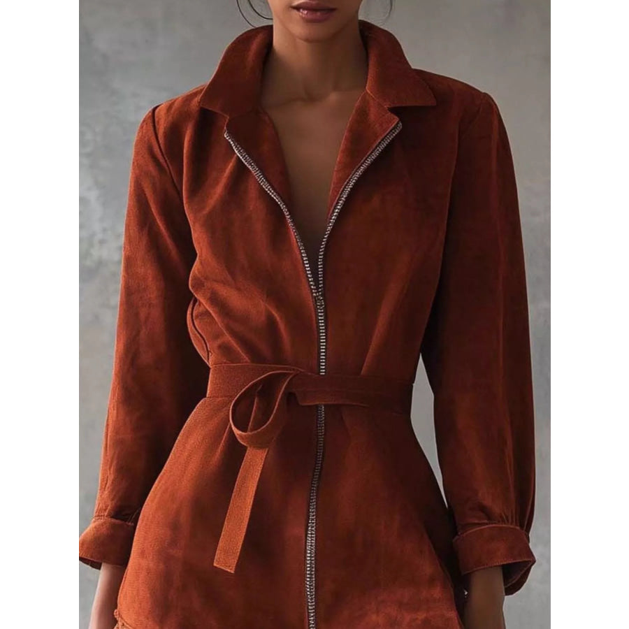 Lace-Trim Zip Front Dress Apparel and Accessories