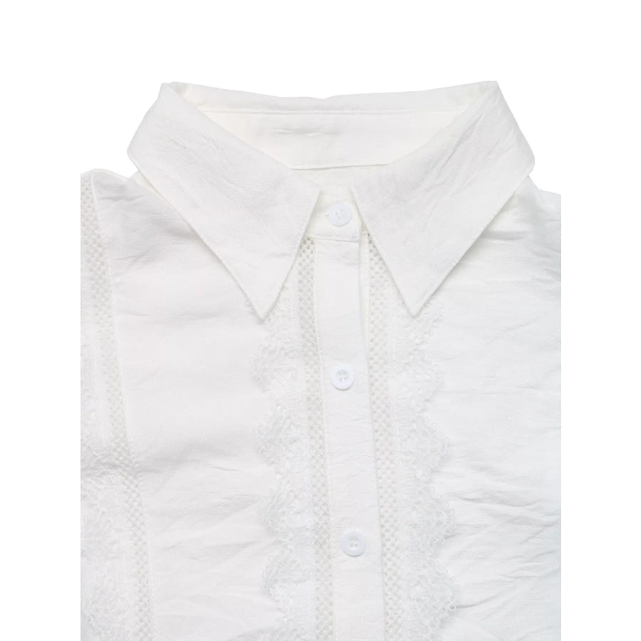 Lace-Trimmed Button-Down Shirt Apparel and Accessories