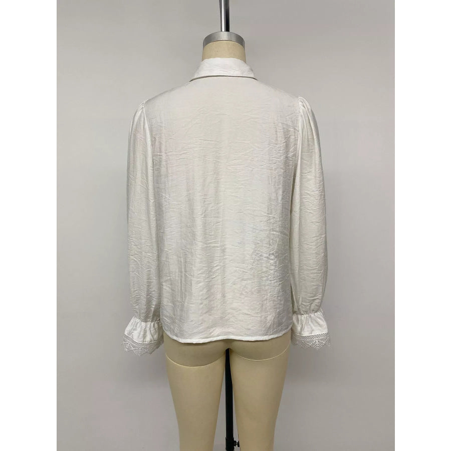 Lace-Trimmed Button-Down Shirt Apparel and Accessories