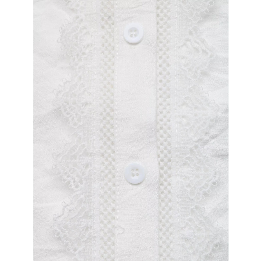 Lace-Trimmed Button-Down Shirt Apparel and Accessories