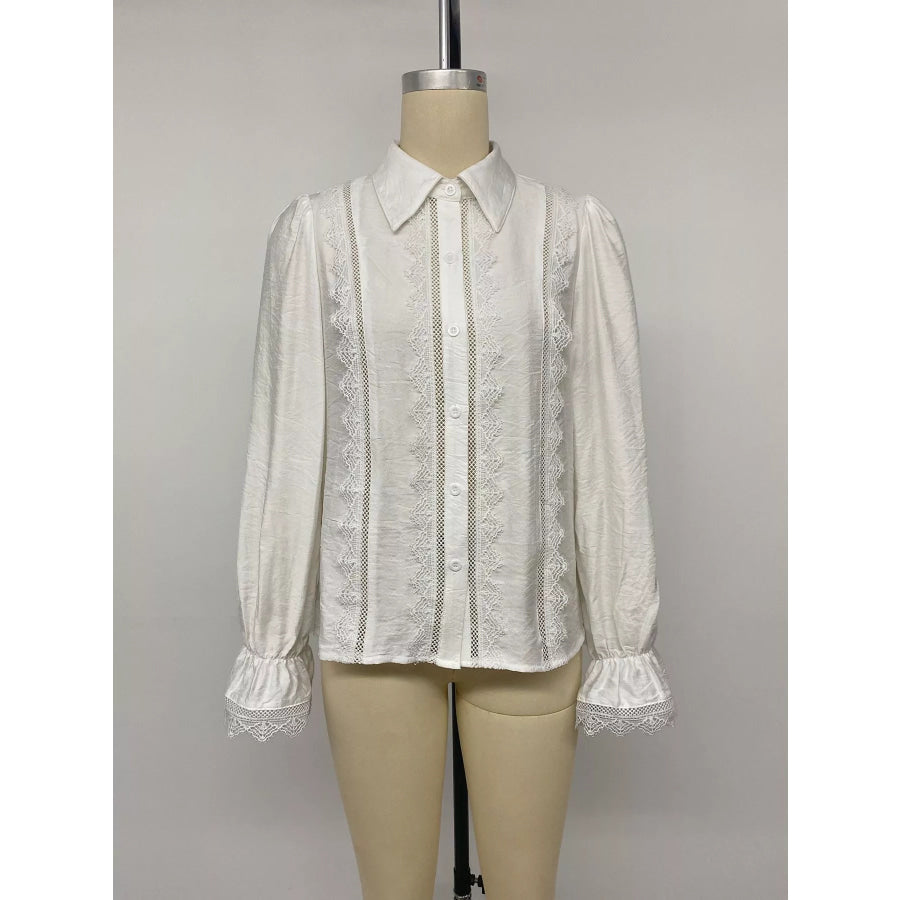 Lace-Trimmed Button-Down Shirt Apparel and Accessories