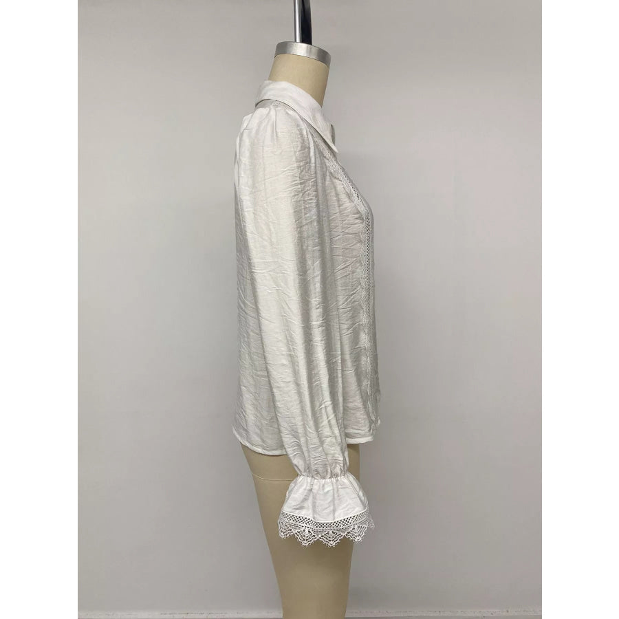 Lace-Trimmed Button-Down Shirt Apparel and Accessories