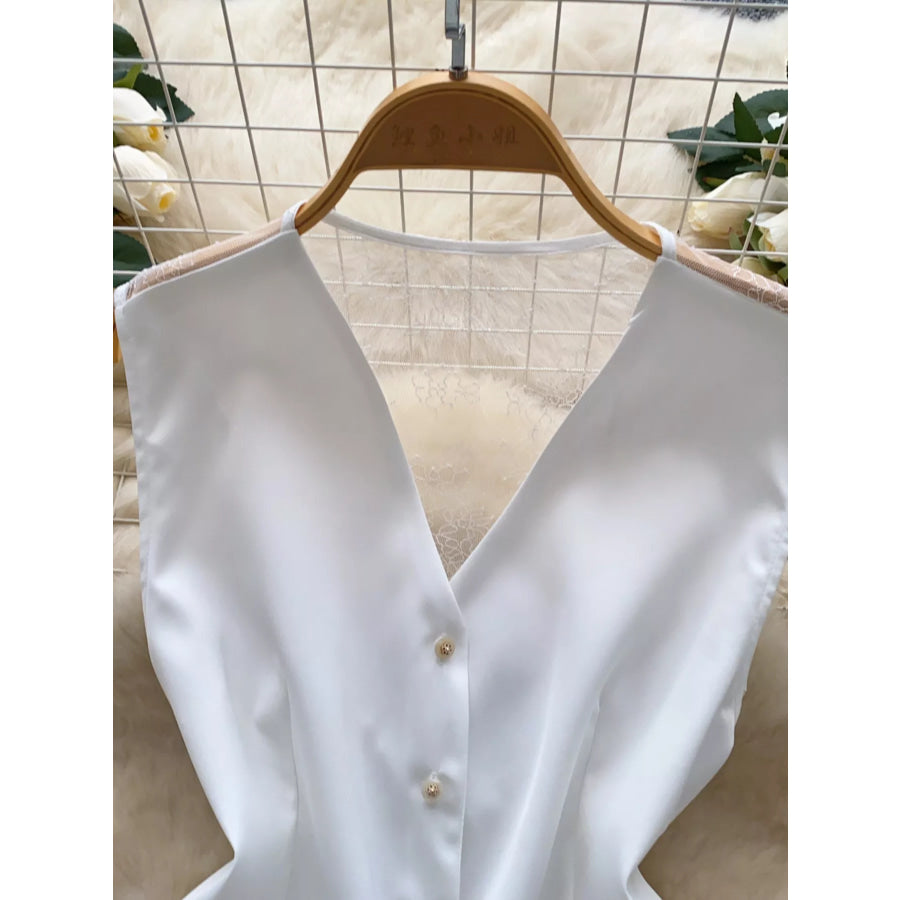 Lace Trimmed Button-Down Vest Coat Apparel and Accessories