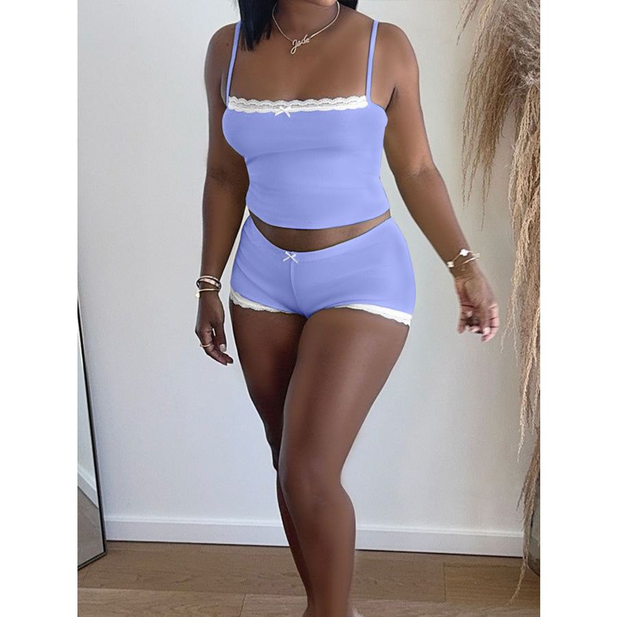 Lace Trimmed Cami and Shorts Set Apparel and Accessories