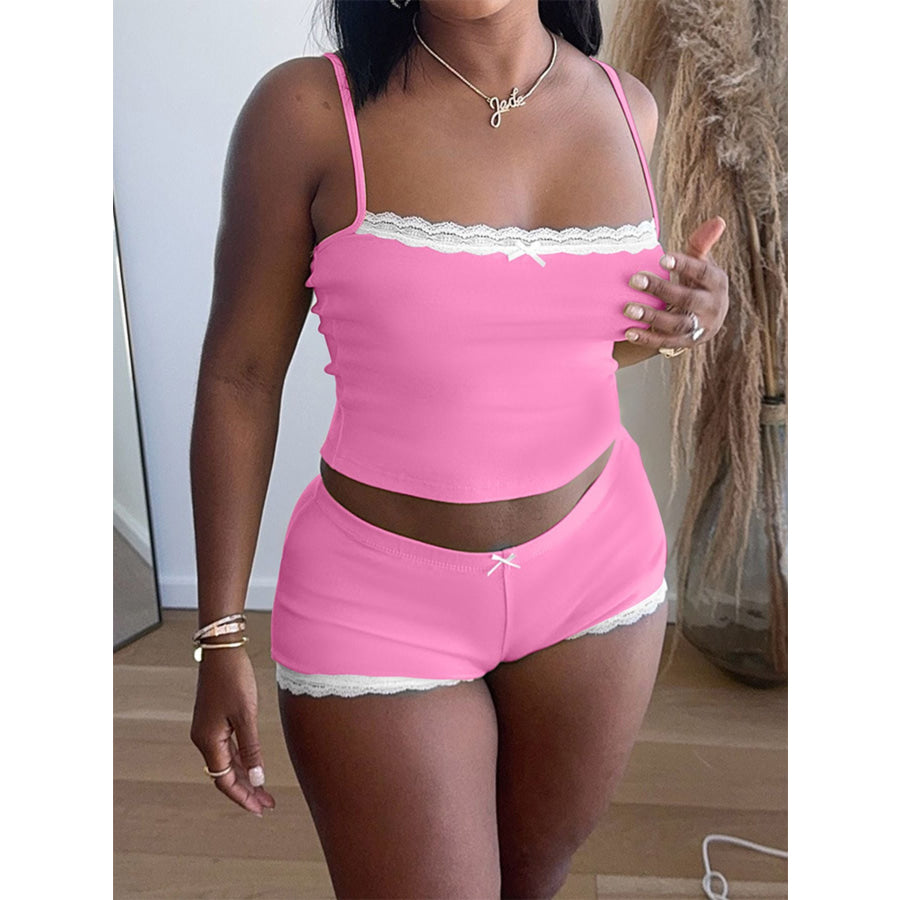 Lace Trimmed Cami and Shorts Set Apparel and Accessories