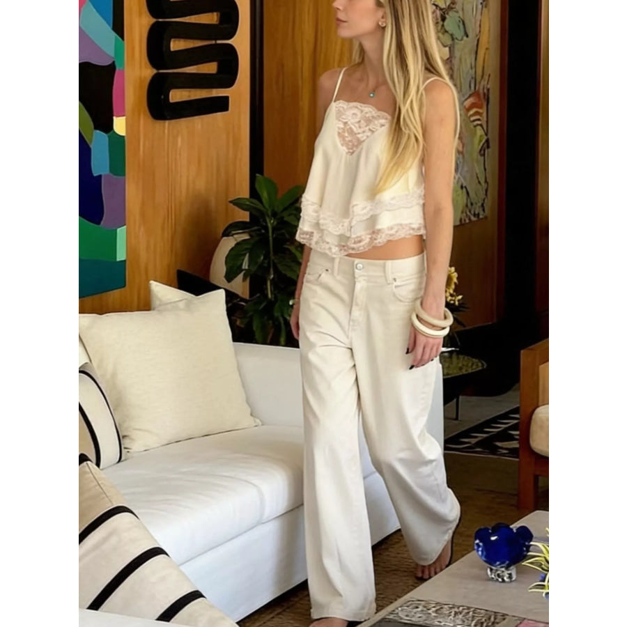 Lace Trimmed Flowy Cami Apparel and Accessories