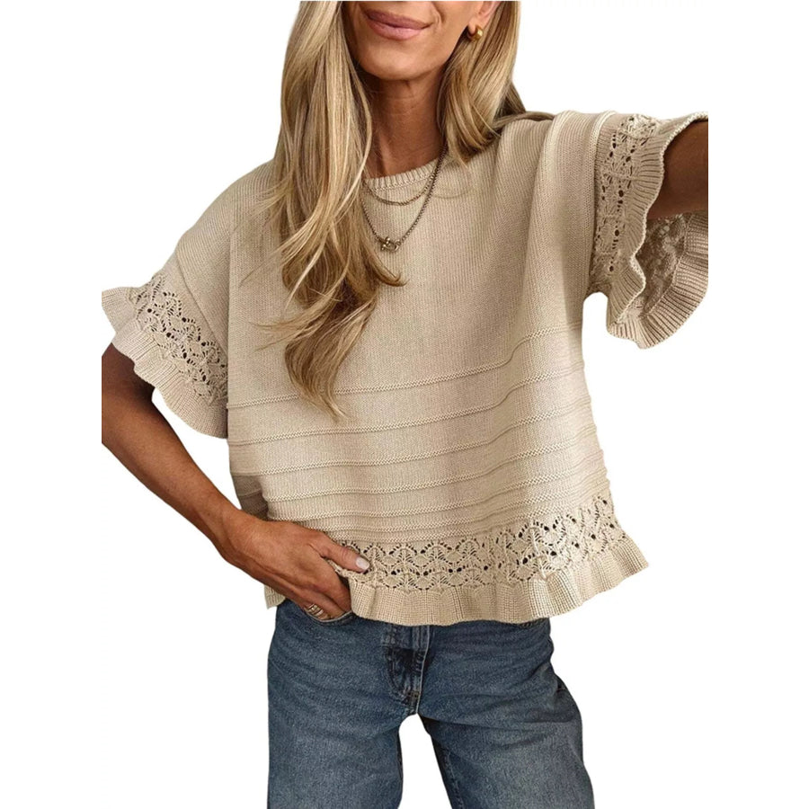 Lace Trimmed Knit Top Apparel and Accessories