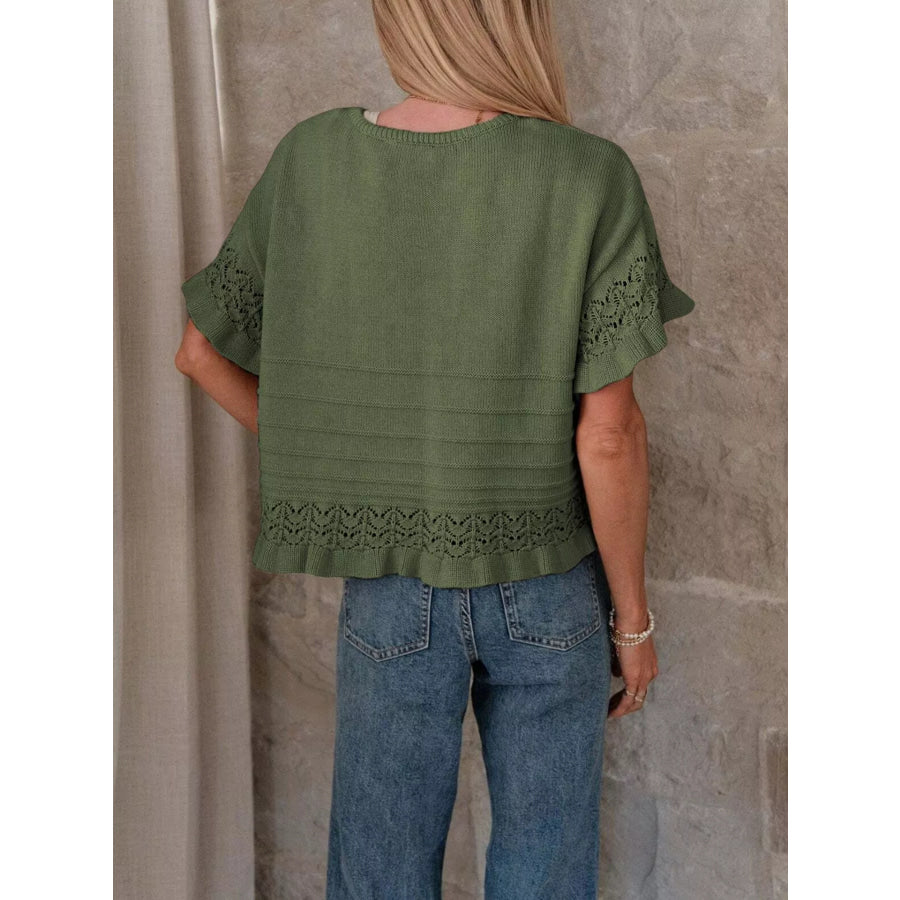 Lace Trimmed Knit Top Apparel and Accessories