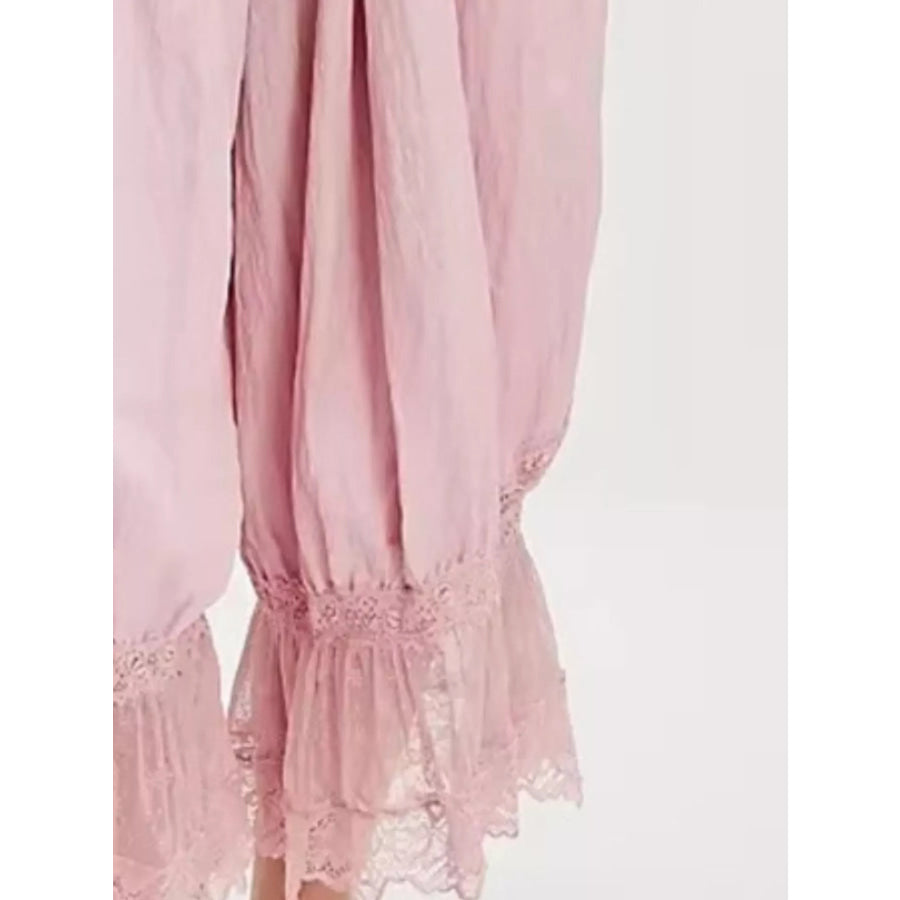 Lace Trimmed Lounge Pants Apparel and Accessories