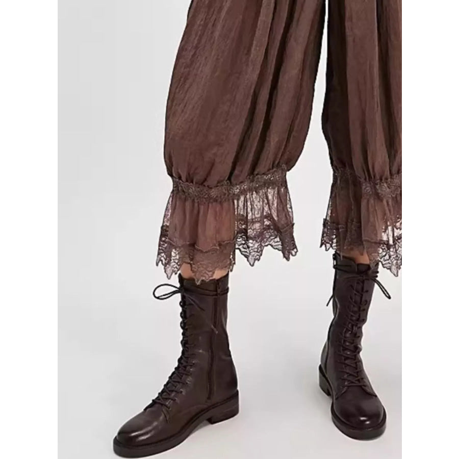Lace Trimmed Lounge Pants Apparel and Accessories