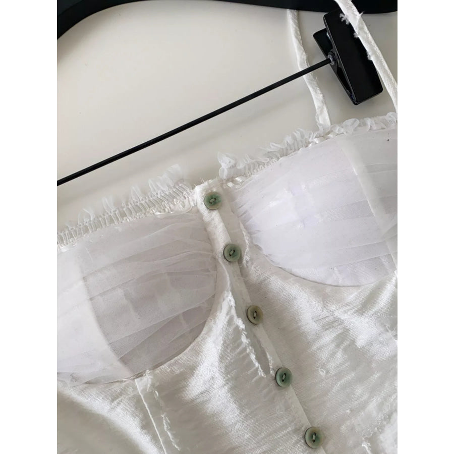 Lace Trimmed Ruffled Hem Tank Apparel and Accessories