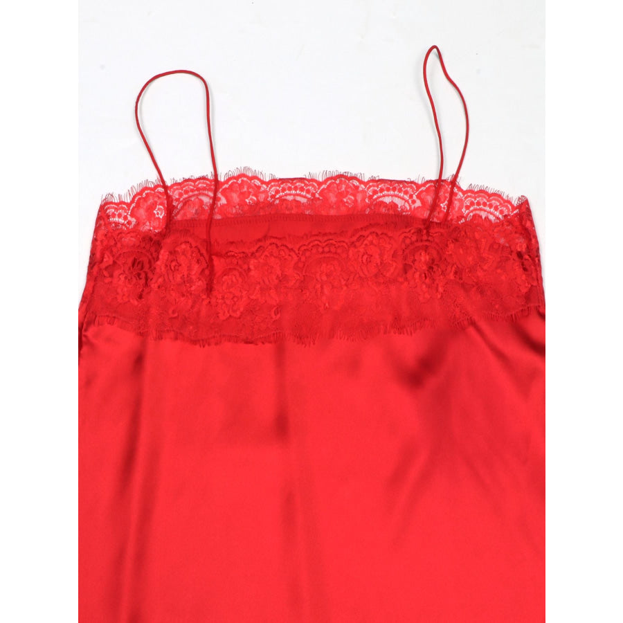 Lace Trimmed Satin Cami Apparel and Accessories