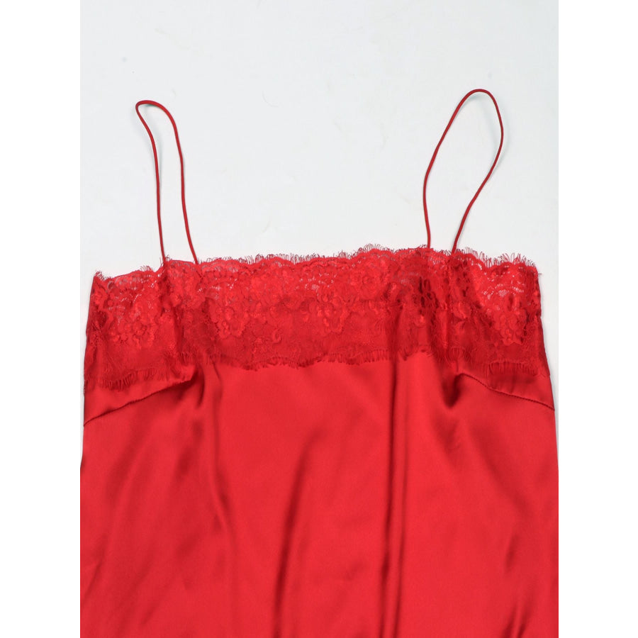 Lace Trimmed Satin Cami Apparel and Accessories