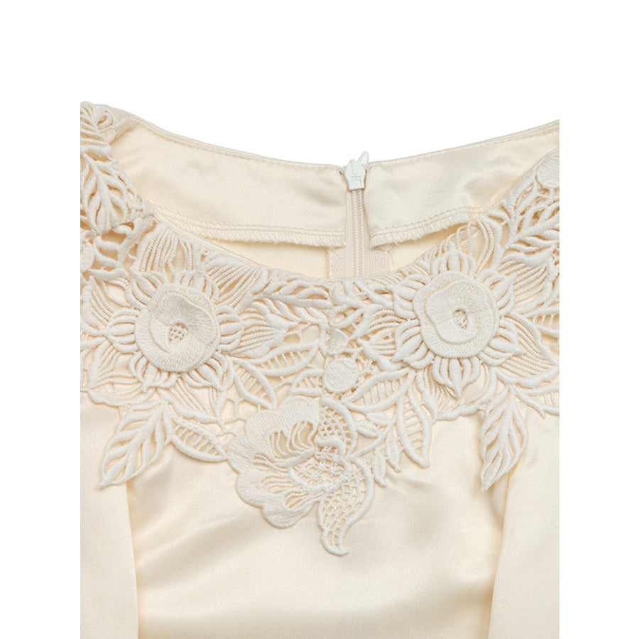 Lace Trimmed Short Sleeve Blouse Apparel and Accessories