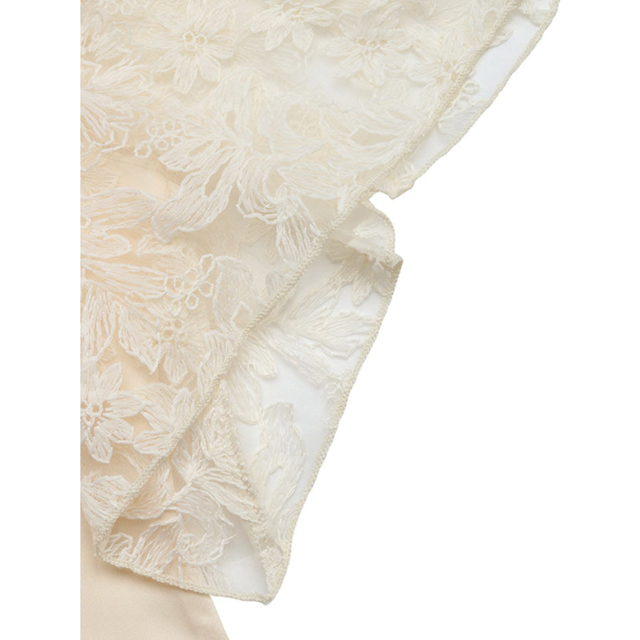 Lace Trimmed Short Sleeve Blouse Apparel and Accessories