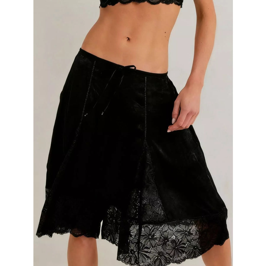Lace Trimmed Shorts Black / S Apparel and Accessories