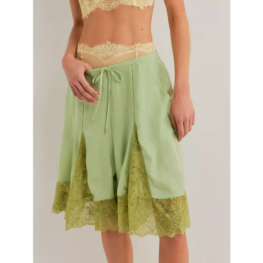 Lace Trimmed Shorts Gum Leaf / S Apparel and Accessories