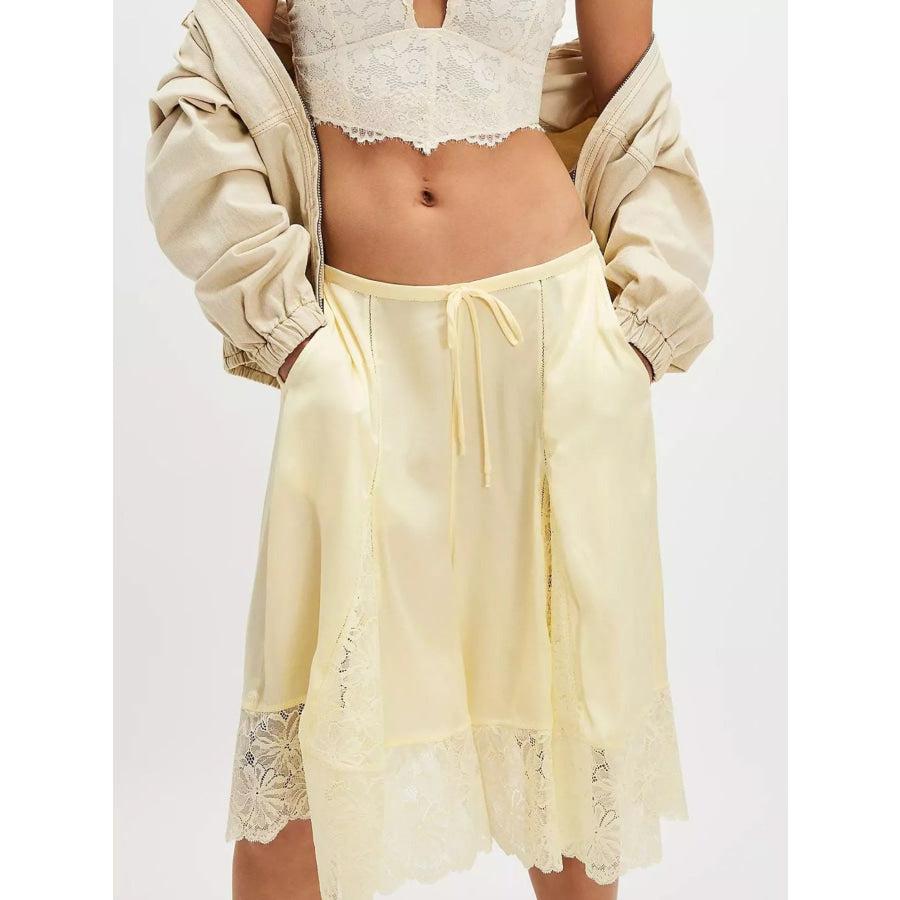 Lace Trimmed Shorts Pastel Yellow / S Apparel and Accessories