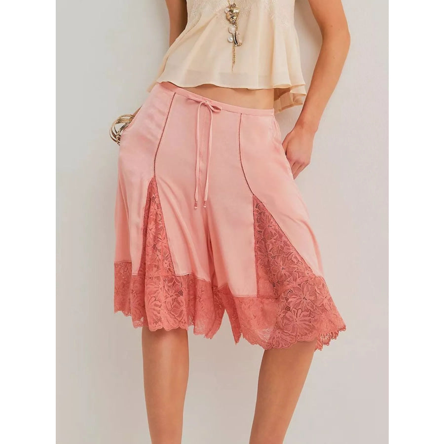 Lace Trimmed Shorts Pink / S Apparel and Accessories