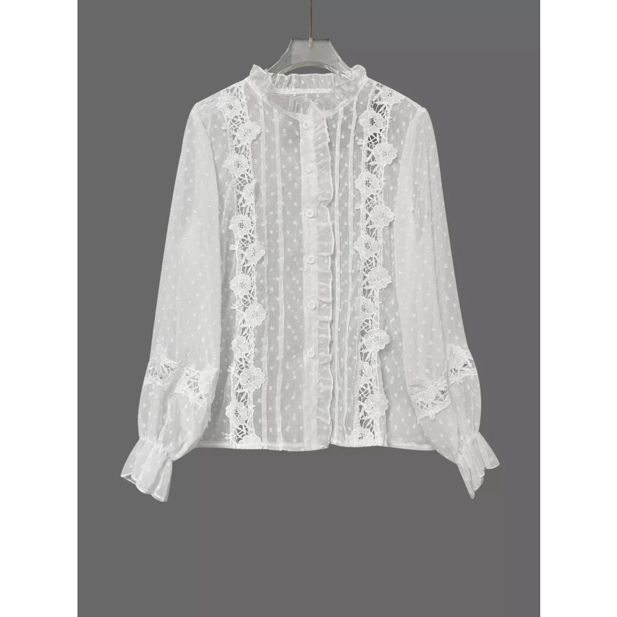 Lace Trimmed Swiss Dot Shirt Apparel and Accessories