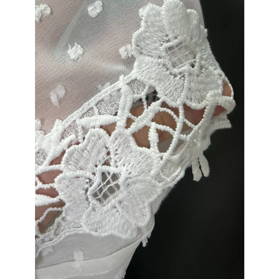Lace Trimmed Swiss Dot Shirt Apparel and Accessories