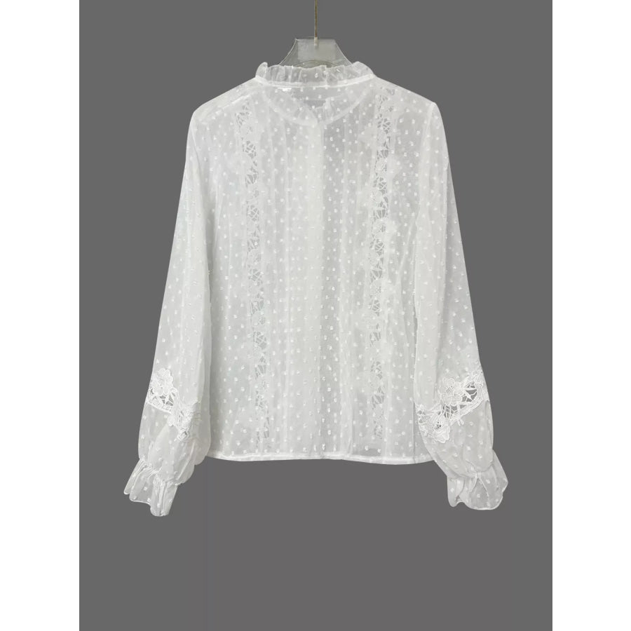Lace Trimmed Swiss Dot Shirt Apparel and Accessories