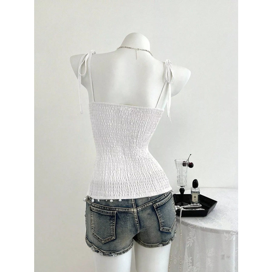 Lace-Trimmed Tie Shoulder Cami Apparel and Accessories