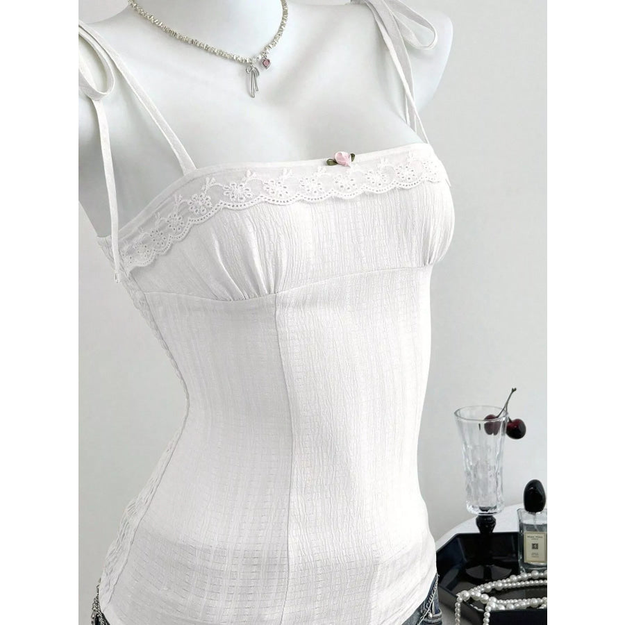 Lace-Trimmed Tie Shoulder Cami Apparel and Accessories