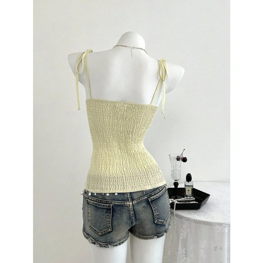 Lace-Trimmed Tie Shoulder Cami Apparel and Accessories