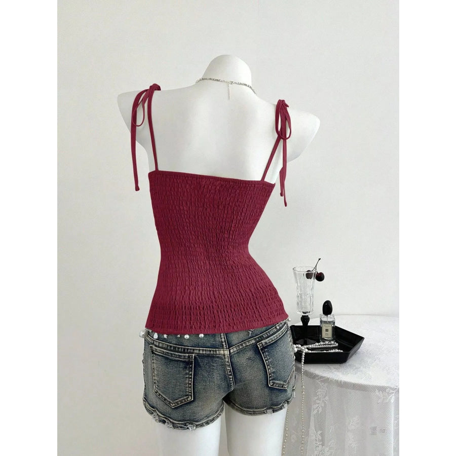 Lace-Trimmed Tie Shoulder Cami Apparel and Accessories