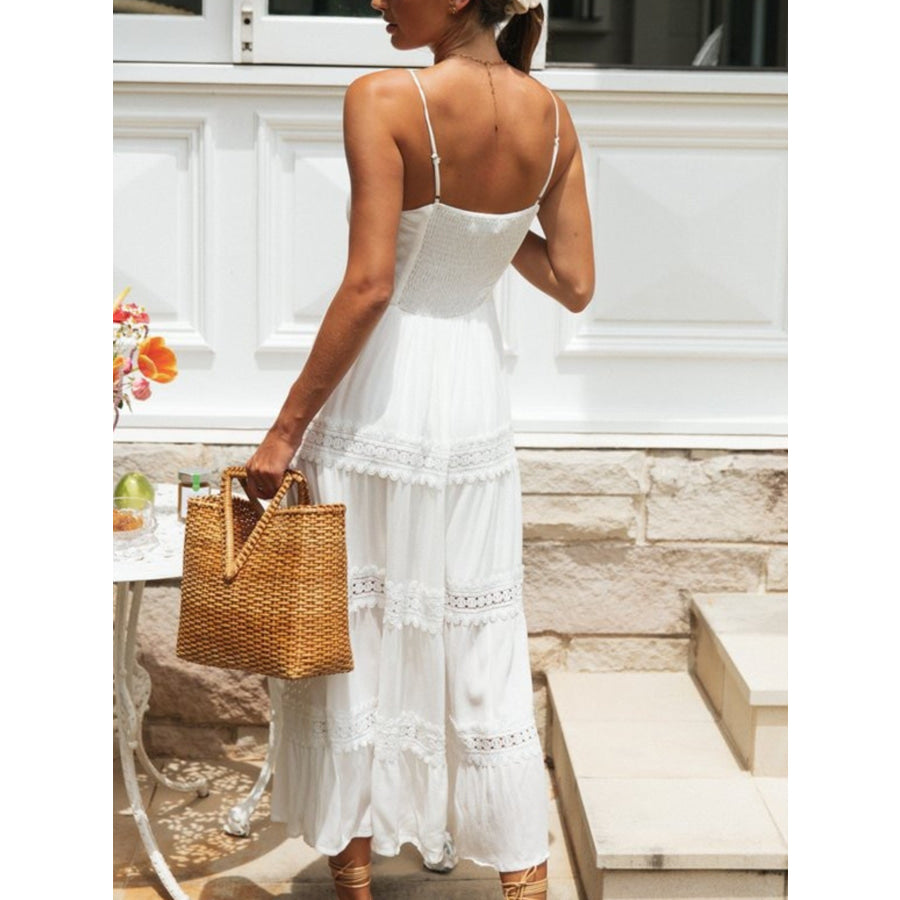 Lace Trimmed Tiered Midi Cami Dress Apparel and Accessories